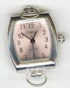 1 29x22mm Watch Face Two Loop Rectangle Silver Tone with Champagne Face